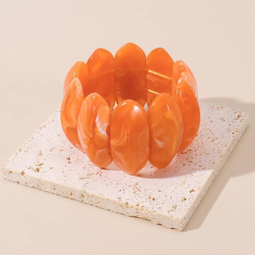 Irregular Geometric Orange Bangle - High-Quality … - image 3